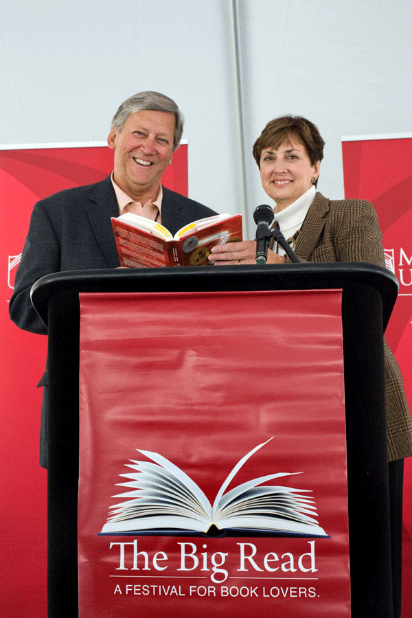 Schmitz at the Big Read Festival in Clayton, Missouri as invited national award-winning authors